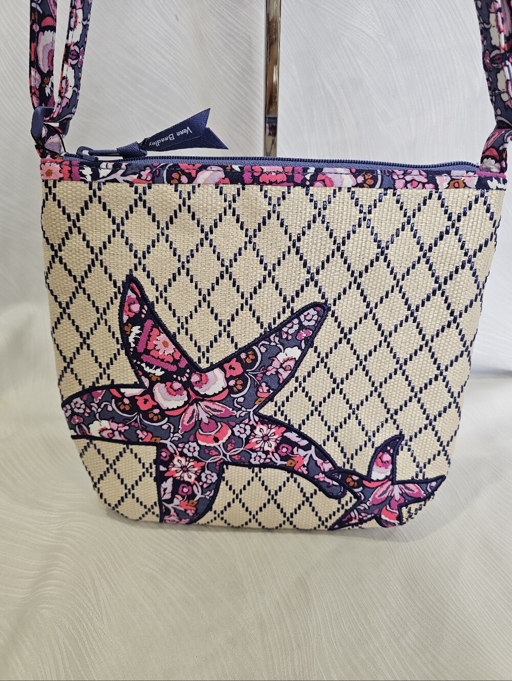 Vera Bradley Navy and Pink Floral Starfish Crossbody